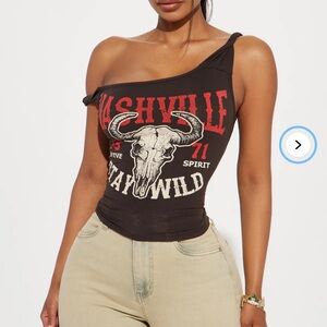 Fashion Nova Nashville Asymmetrical one shoulder Tank Top